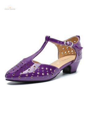 MAIERNISI JESSI Women's T-Strap Mary Jane Pumps Low Block Heel Closed Toe